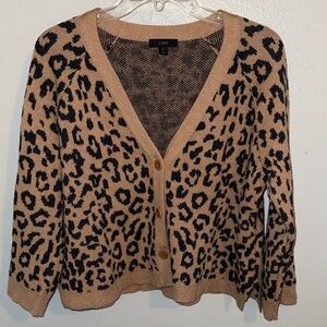 J. Crew Leopard Print Cardigan Sweater - Tan and Black Oversized